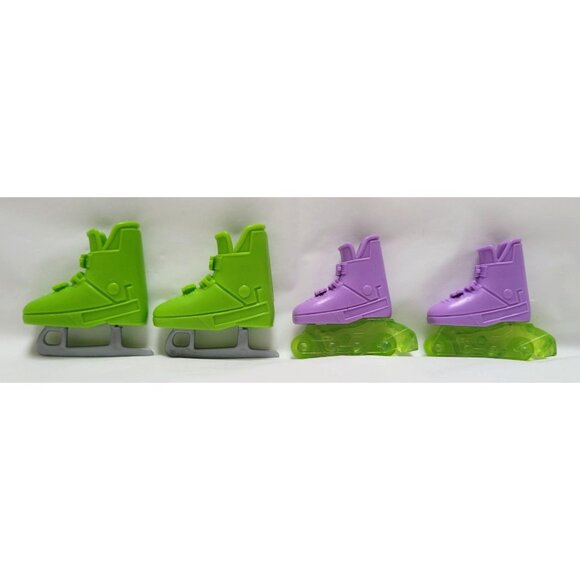 Lot of 2 Pairs Barbie Vintage 1990s Flicker 'N Flash Roller Blades Ice Skates - Picture 1 of 6